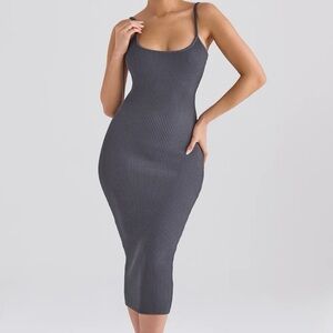 House of CB London Charcoal Knit Midi Dress